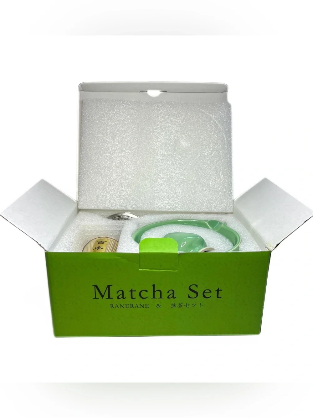 RANERANE Matcha Set Lotus Cyan Ceramic Bowl Whisk Chasen 6pc New In Box